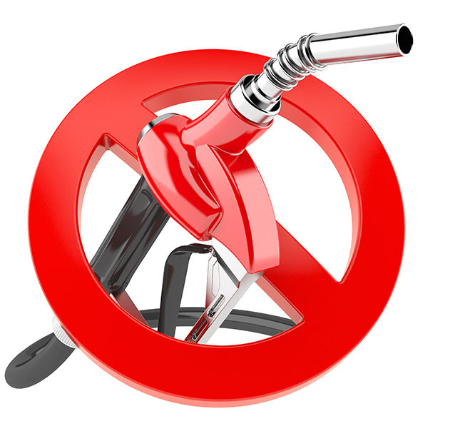 Gasoline nozzle with forbidden sign