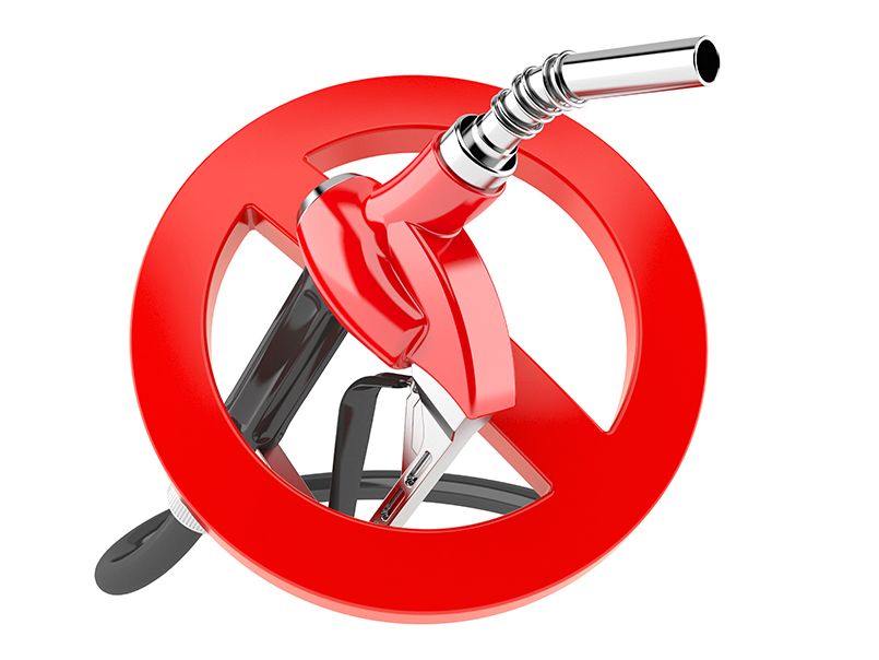 Gasoline nozzle with forbidden sign